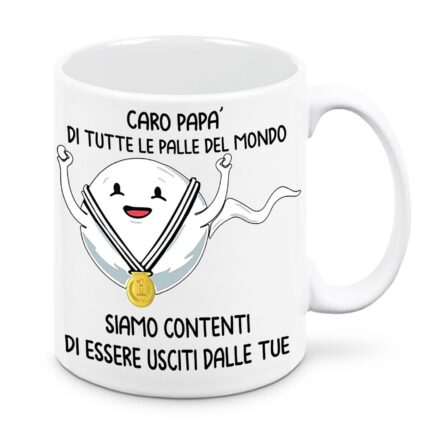 Tazza Regalo Festa del Papà Spermatozoo Contento-Contenti-Contenta